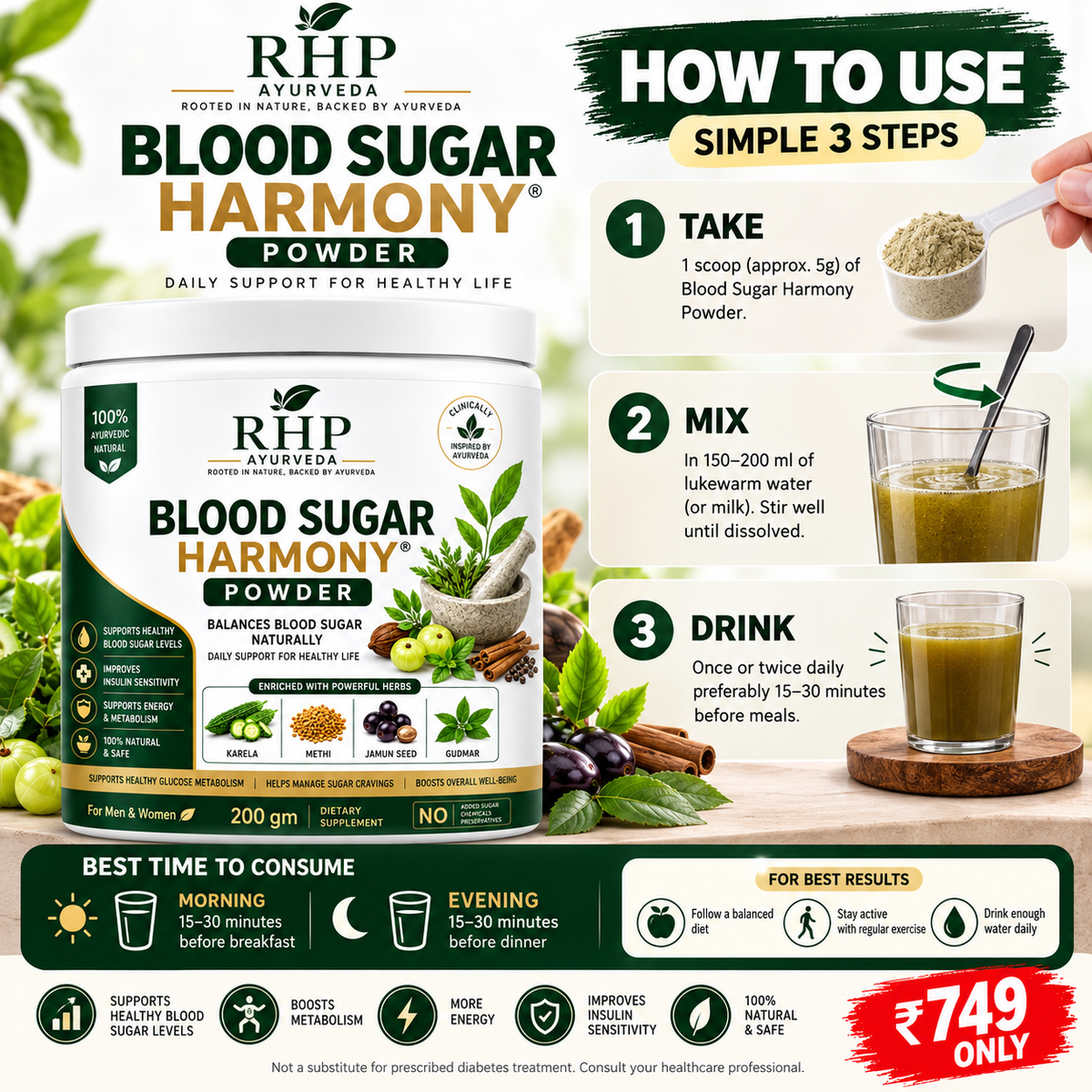 RHP DIABETES BLOOD SUGAR POWDER 60DAYS CHALLENGE